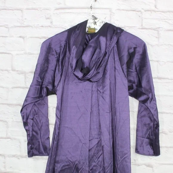Maralyce Ferree Purple Nylon Hooded Full Length Long Raincoat Jacket Size M - Picture 5 of 8